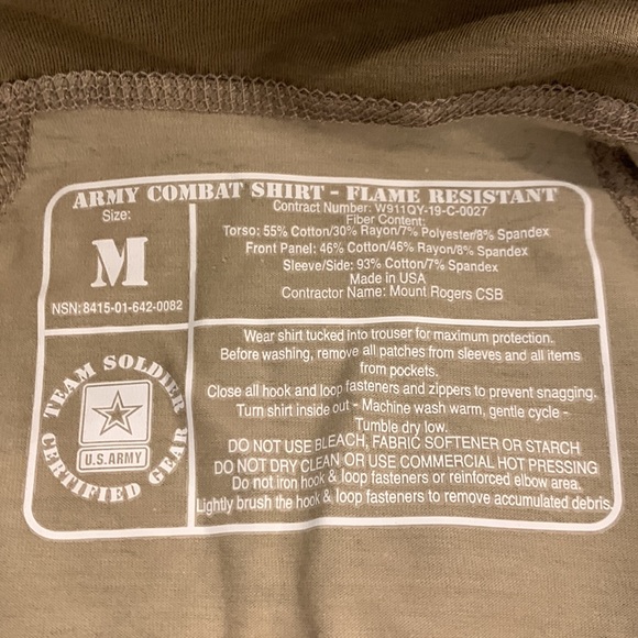 US Army Genuine Issue Multicam Flame Resistant Shirt w/Zipper Size Medium - Picture 3 of 8